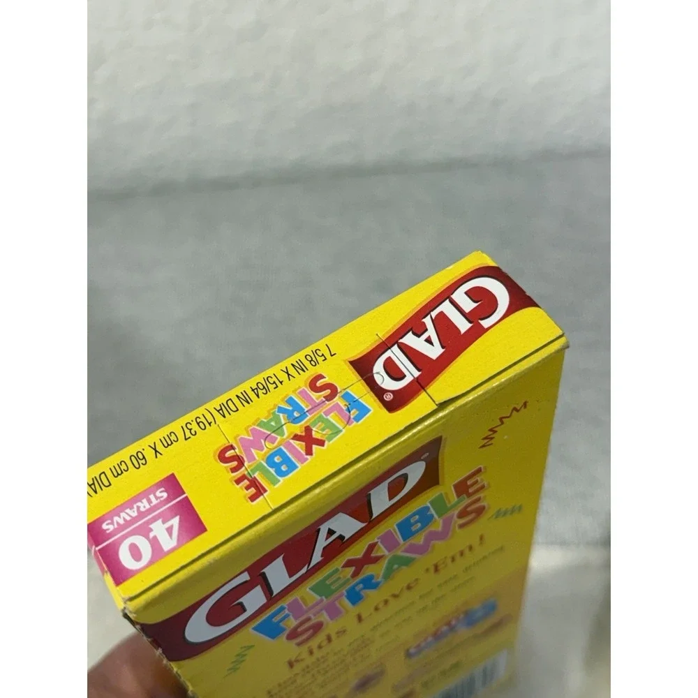 Vintage Set Of 2 1999 Glad Flexible Straws 40 Count Each Clear Plastic Bendy